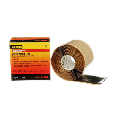 3M Scotch Rubber Mastic Tape 2228 Black Ethylene Propylene Rubber Electrical Tape, 50.8mm x 3m