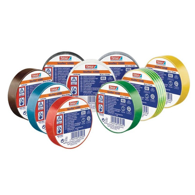 Tesa SPVC ELECTRICAL Green/Yellow PVC Electrical Insulation Tape, 15mm x 10m