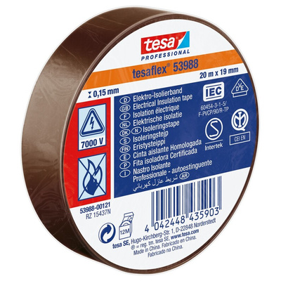 Tesa SPVC ELECTRICAL Brown PVC Electrical Insulation Tape, 19mm x 20m