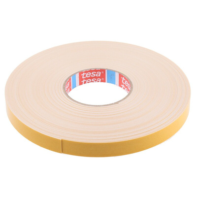 Tesa 4957 White Adhesive Foam Tape, 19mm x 25m, 1mm Thick