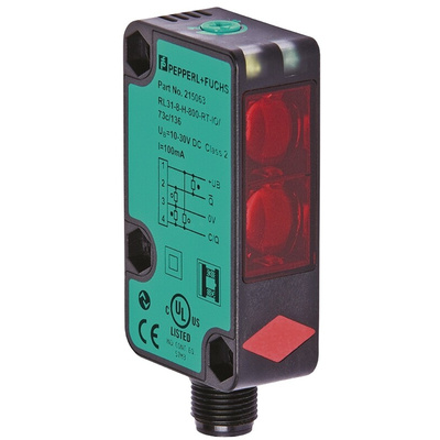 Pepperl + Fuchs Retroreflective Photoelectric Sensor, Block Sensor, 9 m Detection Range