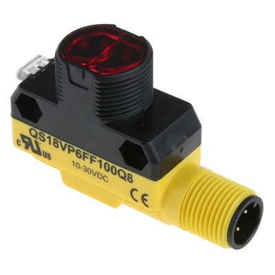 Banner Diffuse Photoelectric Sensor, Barrel Sensor, 100 mm Detection Range