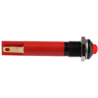 RS PRO Red Panel Mount Indicator, 24V dc, 8mm Mounting Hole Size, Solder Tab Termination