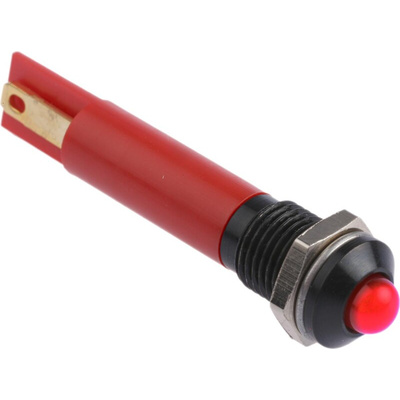 RS PRO Red Panel Mount Indicator, 24V dc, 8mm Mounting Hole Size, Solder Tab Termination