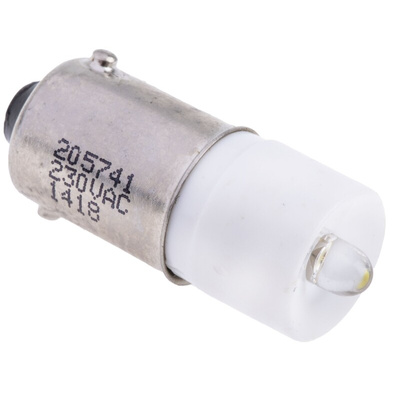 RS PRO White LED Indicator Lamp, 230V ac, BA9s Base, 10mm Diameter, 410mcd