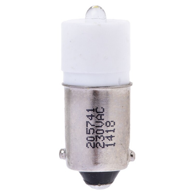 RS PRO White LED Indicator Lamp, 230V ac, BA9s Base, 10mm Diameter, 410mcd
