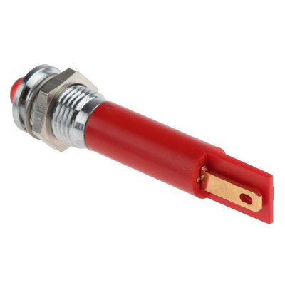 RS PRO Red Panel Mount Indicator, 24V dc, 8mm Mounting Hole Size, Solder Tab Termination