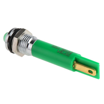 RS PRO Green Panel Mount Indicator, 24V dc, 8mm Mounting Hole Size, Solder Tab Termination