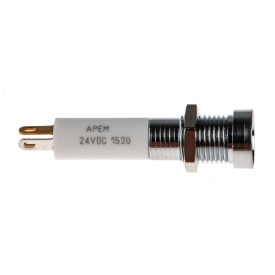 RS PRO Green, Red, Yellow Panel Mount Indicator, 24V dc, 8mm Mounting Hole Size, Solder Tab Termination