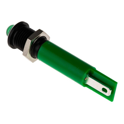 RS PRO Green Panel Mount Indicator, 24V dc, 8mm Mounting Hole Size, Solder Tab Termination