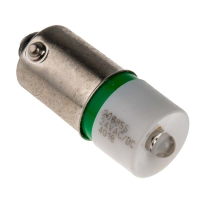 RS PRO Green LED Indicator Lamp, 24V ac/dc, BA9s Base, 10mm Diameter, 1610mcd