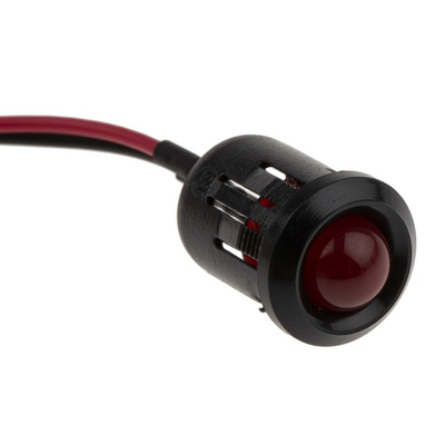 RS PRO Red Panel Mount Indicator, 24V dc, 12mm Mounting Hole Size, Lead Wires Termination