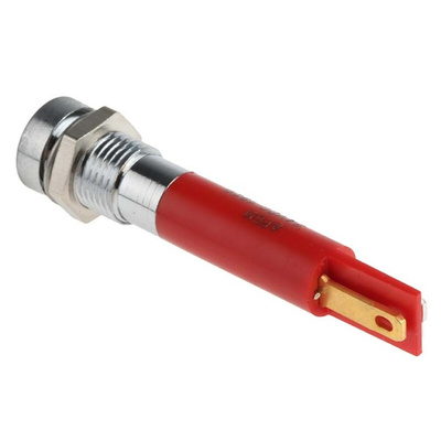 RS PRO Red Panel Mount Indicator, 24V dc, 8mm Mounting Hole Size, Solder Tab Termination