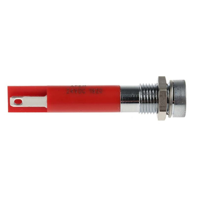 RS PRO Red Panel Mount Indicator, 24V dc, 8mm Mounting Hole Size, Solder Tab Termination