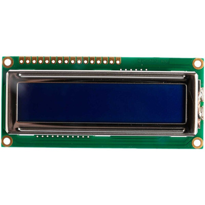 Displaytech 162C-CC-BC-3LP Alphanumeric LCD Display, White on Blue, 2 Rows by 16 Characters, Transflective