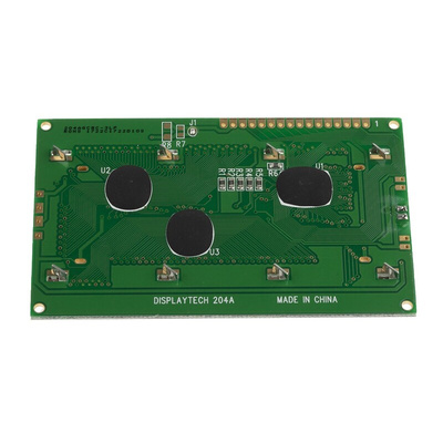 Displaytech 204A-GC-BC-3LP Alphanumeric LCD Display, White on Black, 4 Rows by 20 Characters, Transflective