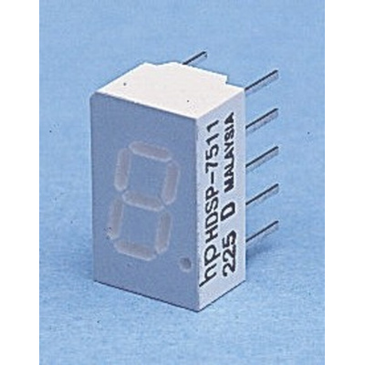 HDSP-7501-CD000 Broadcom 7-Segment LED Display, CA Red 5.4 mcd RH DP 7.6mm