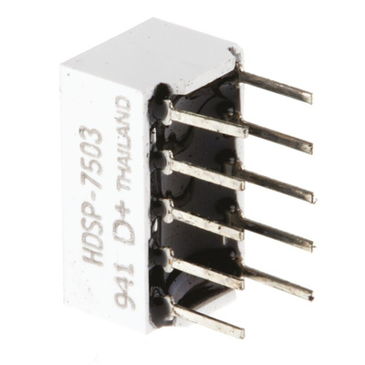 HDSP-7503-CD000 Broadcom 7-Segment LED Display, CC Red 5.4 mcd RH DP 7.6mm