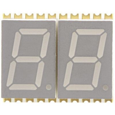 KCDA04-105 Kingbright 2 Digit 7-Segment LED Display, CA Red 27 mcd RH DP 10.2mm