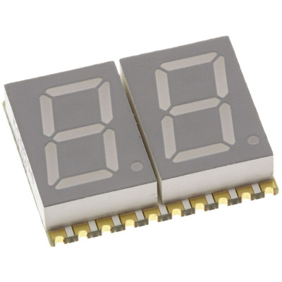 KCDA04-105 Kingbright 2 Digit 7-Segment LED Display, CA Red 27 mcd RH DP 10.2mm