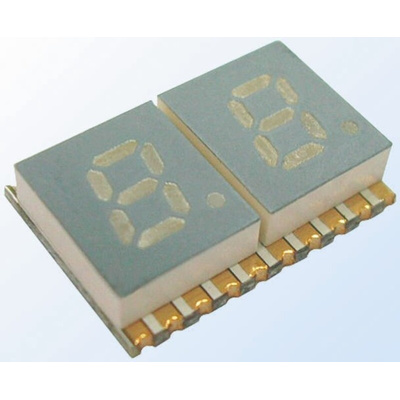 KCDC03-107 Kingbright 2 Digit 7-Segment LED Display, CC Yellow 36 mcd RH DP 7.6mm
