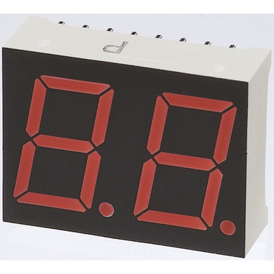 LBP-602DA2 ROHM 2 Digit 7-Segment LED Display, CA Orange 250 mcd RH DP 14.2mm