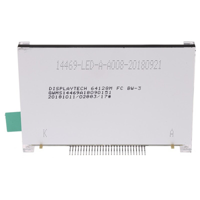 Displaytech 64128M FC BW-3 Graphic LCD Display, White on Black, Transflective