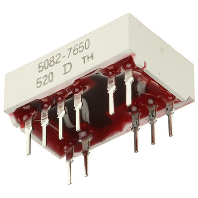 5082-7650 Broadcom 7-Segment LED Display, CA Red 1.1 mcd LH DP 10.9mm