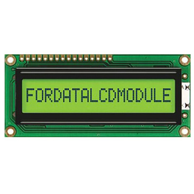 Fordata FC1601E01-FHYYBW-51SE FC Alphanumeric LCD Alphanumeric Display, Green, Yellow on Yellow-Green, 1 Row by 16