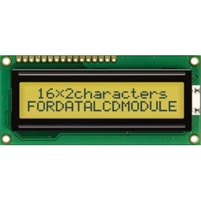 Fordata FC1602N01-FHYYBW-51SE FC Alphanumeric LCD Alphanumeric Display, Green, Yellow on Yellow-Green, 2 Rows by 16