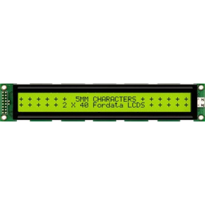 Fordata FC4002B00-FHYYBW-51SE FC Alphanumeric LCD Alphanumeric Display, Green, Yellow on Yellow-Green, 2 Rows by 40