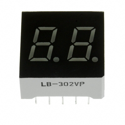 LB-302VP ROHM 2 Digit LED LED Display, CC Red 6.3 mcd RH DP 7.6mm