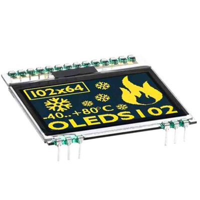 Display Visions 1.7in Yellow Passive matrix OLED Display 102 x 64pixels Graphics I2C, SPI Interface