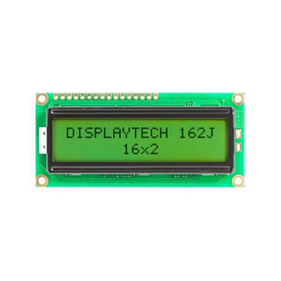 Displaytech 162J BC BW 162J Alphanumeric LCD Display, Yellow-Green on, 2 Rows by 16 Characters, Transflective