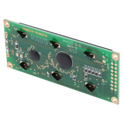 Powertip PC1602LRS-H Alphanumeric LCD Display, 2 Rows by 16 Characters, Transflective