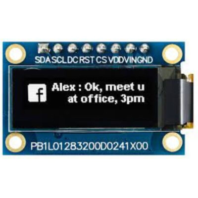 Midas 0.91in White Passive matrix OLED Display 128 x 32pixels COB SPI Interface