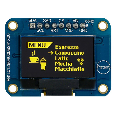 Midas 0.96in Yellow Passive matrix OLED Display 128 x 64pixels COB I2C Interface