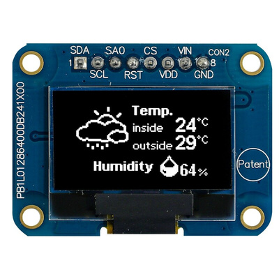 Midas 0.96in White Passive matrix OLED Display 128 x 64pixels COB I2C Interface