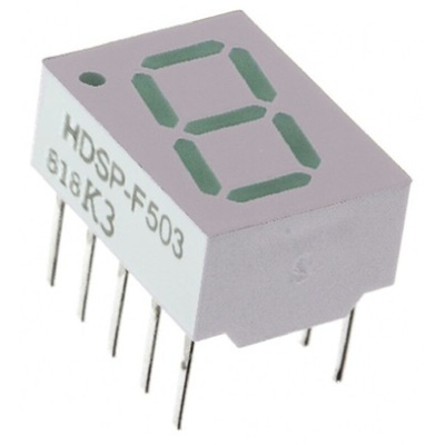 HDSP-F503 Broadcom 7-Segment LED Display, CC Green 3.5 mcd RH DP 10.2mm