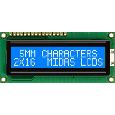 Midas MC21605C6W-BNMLW-V2 Alphanumeric LCD Alphanumeric Display, 2 Rows by 16 Characters