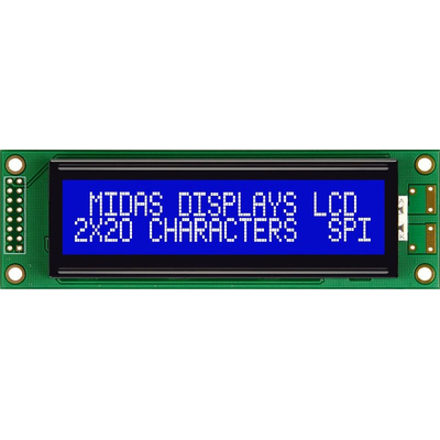 Midas MC22005A6W-BNMLWS-V2 Alphanumeric LCD Alphanumeric Display, 2 Rows by 20 Characters