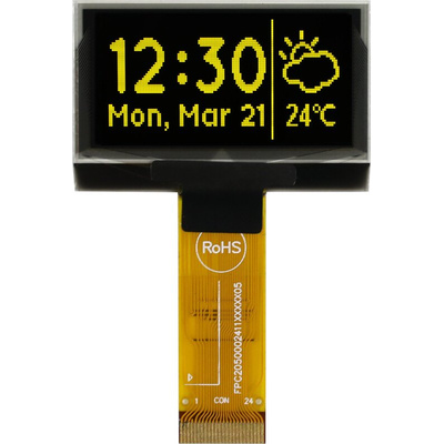Midas 1.54in Yellow Passive matrix OLED Display 128 x 64pixels TAB I2C, Parallel, SPI Interface