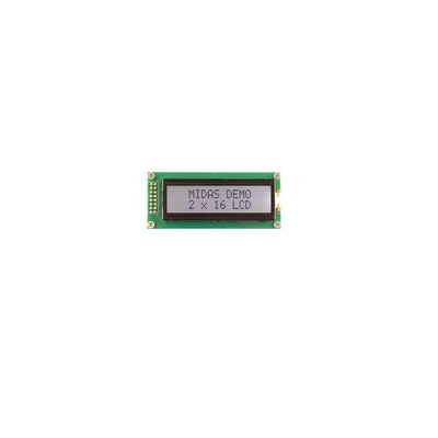 Midas MC21605B6W-FPTLW3.3-V2 LCD LCD Display, 2 Rows by 16 Characters