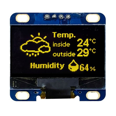 Midas 1.28in Yellow Passive matrix OLED Display 128 x 64pixels COB I2C Interface