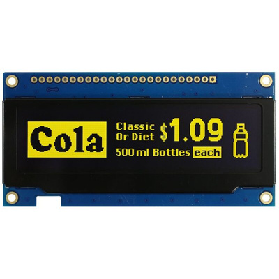 Midas 3.12in Yellow Passive matrix OLED Display 256 x 64pixels COB Parallel, SPI Interface