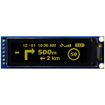 Midas 2.08in Yellow Passive matrix OLED Display 256 x 64pixels COB SPI Interface