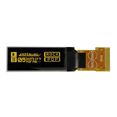 Midas 0.91in Yellow Passive matrix OLED Display 128 x 32pixels COG SPI Interface