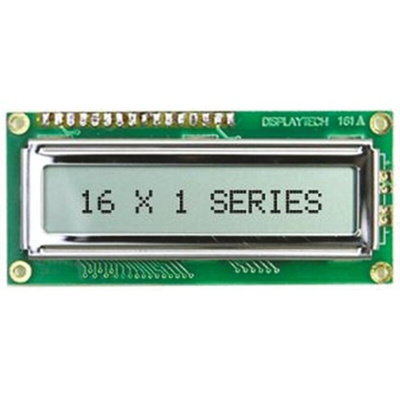 Displaytech 161A-BC-BC Alphanumeric LCD Display, Yellow on Green, 1 Row by 16 Characters, Transflective