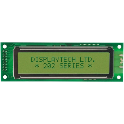 Displaytech 202A-BA-BC Alphanumeric LCD Display Green, 2 Rows by 20 Characters, Reflective