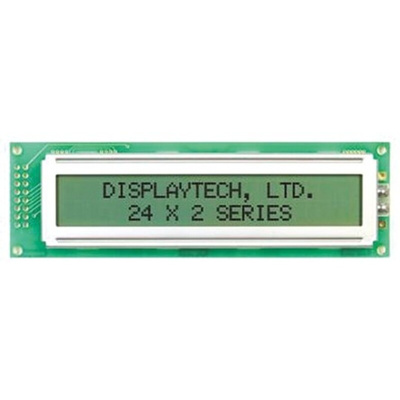 Displaytech 242A-BC-BC Alphanumeric LCD Display, Yellow on Green, 2 Rows by 24 Characters, Transflective